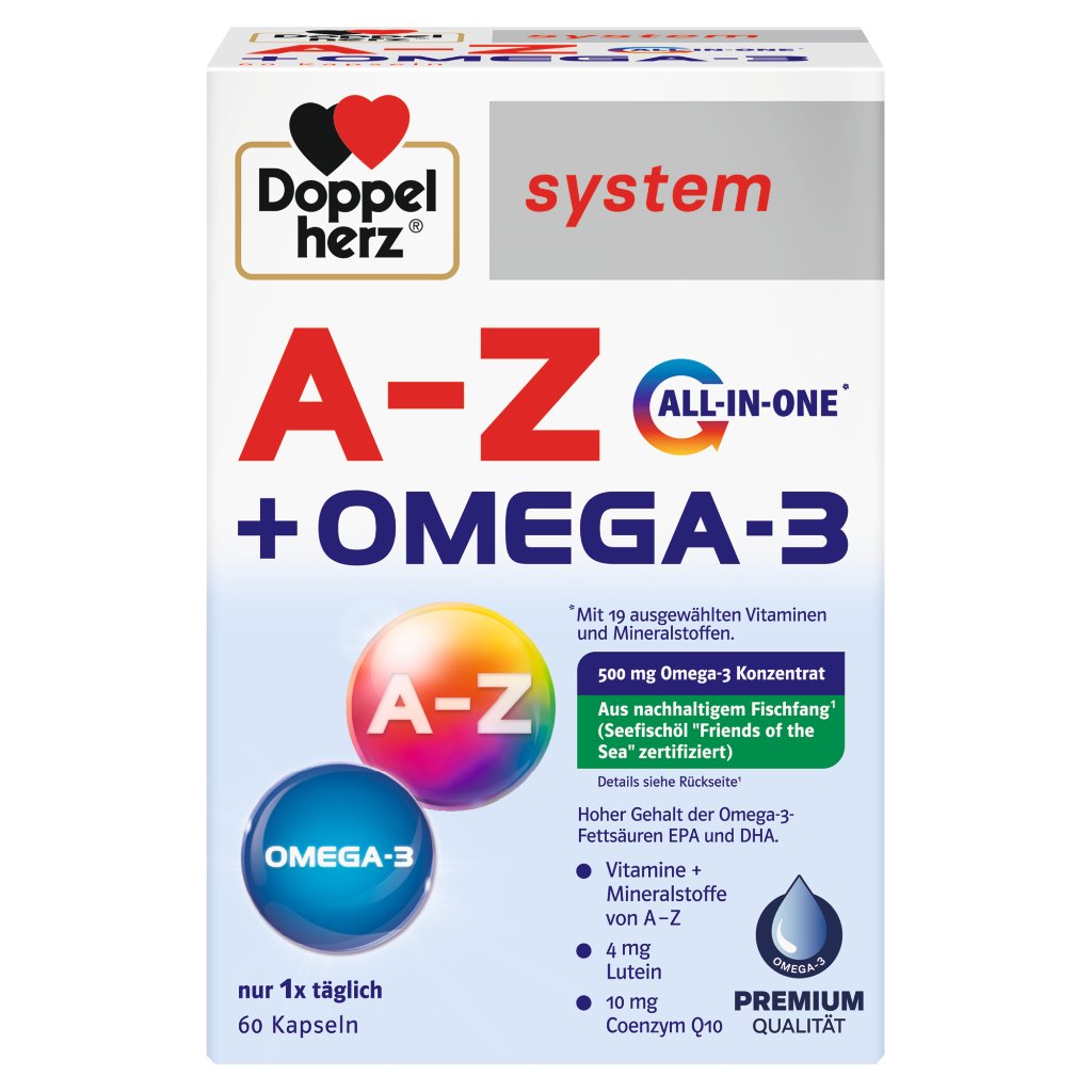 Doppelherz system A-Z + OMEGA-3 mit 19 ausgewählten Vitaminen und Mineralstoffen