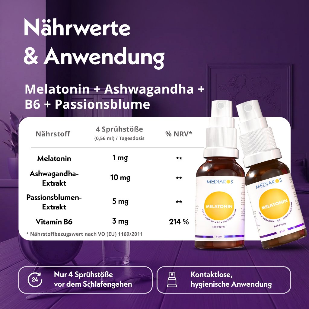 Mediakos® Melatonin Ashwagandha Schlaf Spray