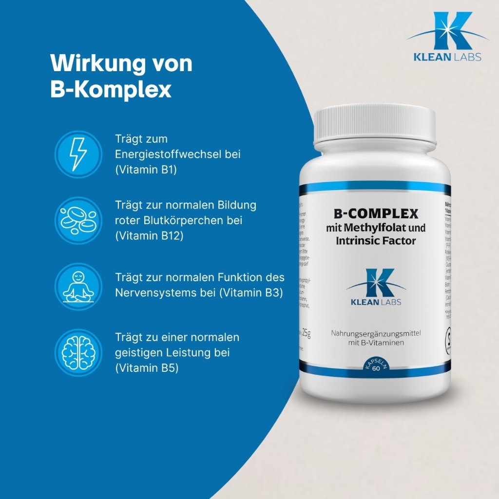 Klean Labs B-Complex mit Methylfolat + Intrinsic F
