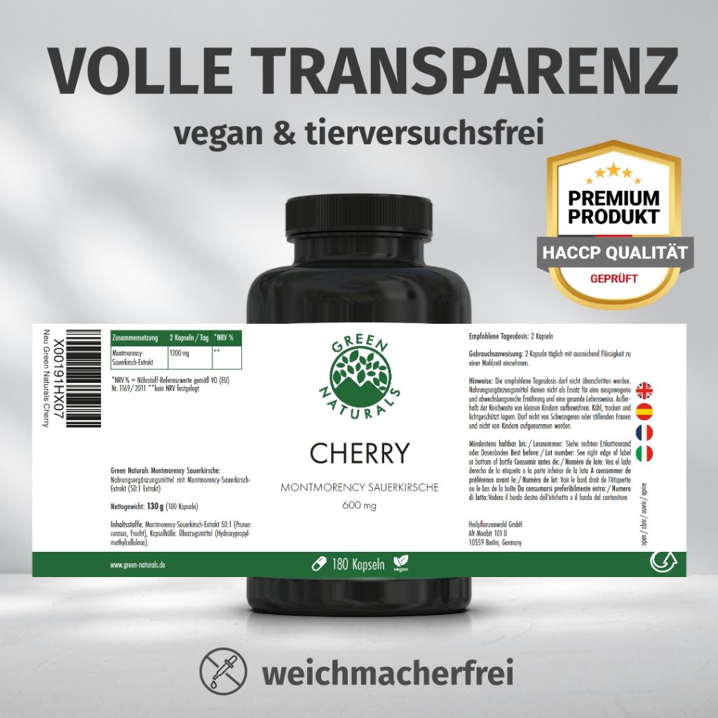 GREEN NATURALS® Cherry Montmorency Sauerkirsche 1200mg vegan
