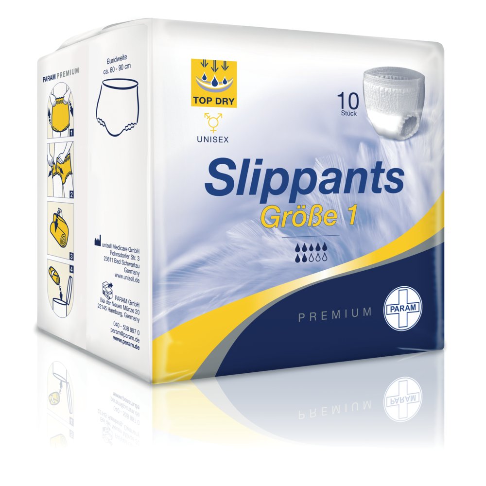 PARAM PREMIUM Slip-Pants, Größe 1, Bundweite: 60 - 90 cm, 10 Stück