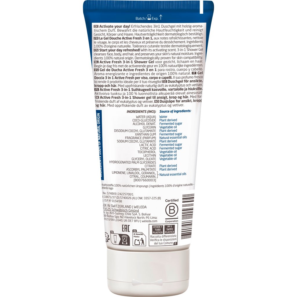 WELEDA for Men Active Fresh 3in1 Shower Gel