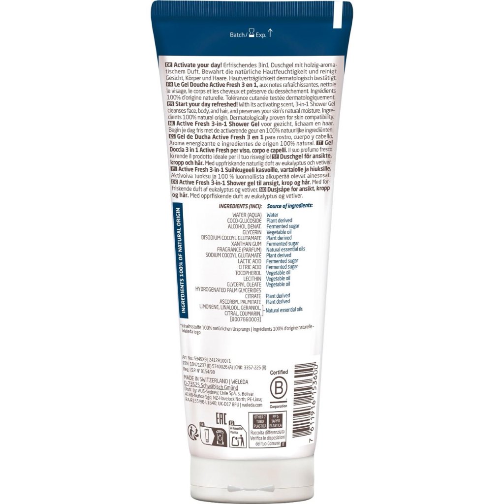WELEDA for Men Active Fresh 3in1 Shower Gel