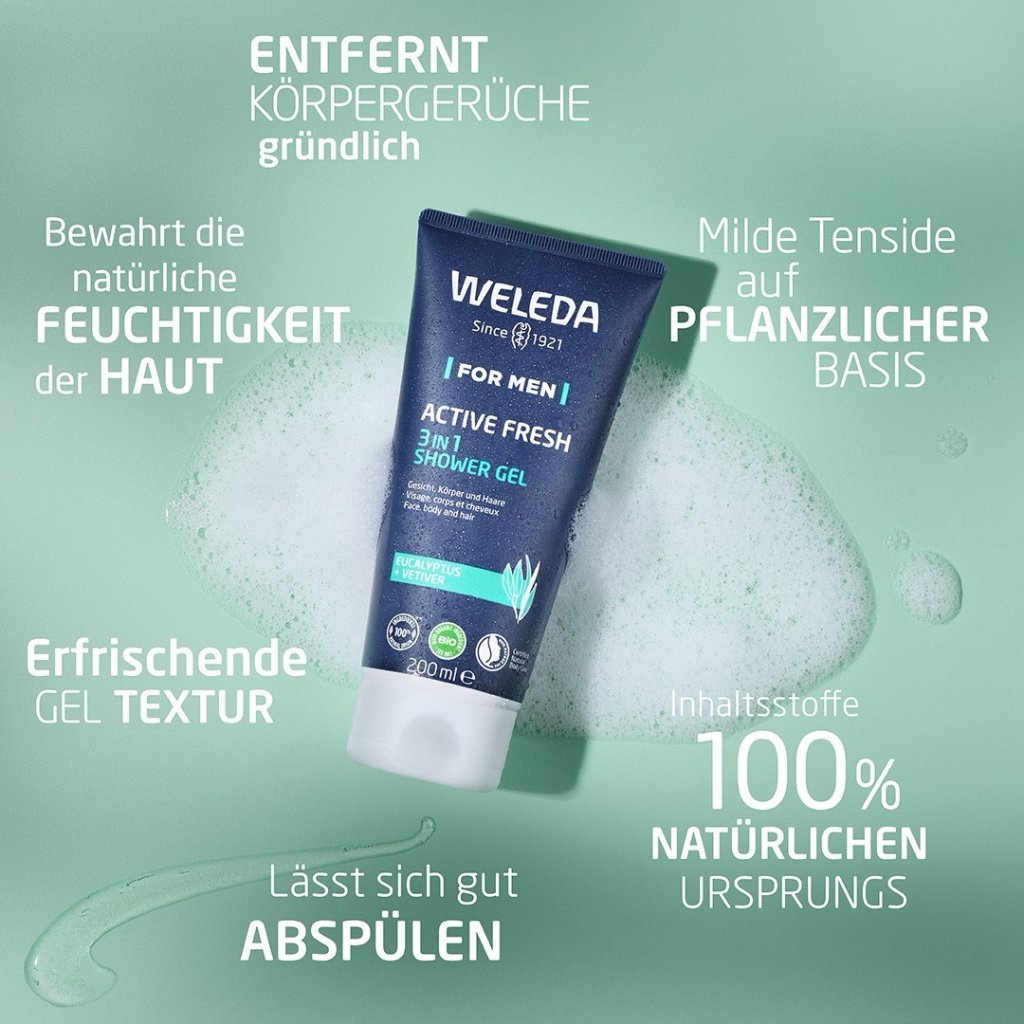 WELEDA for Men Active Fresh 3in1 Shower Gel