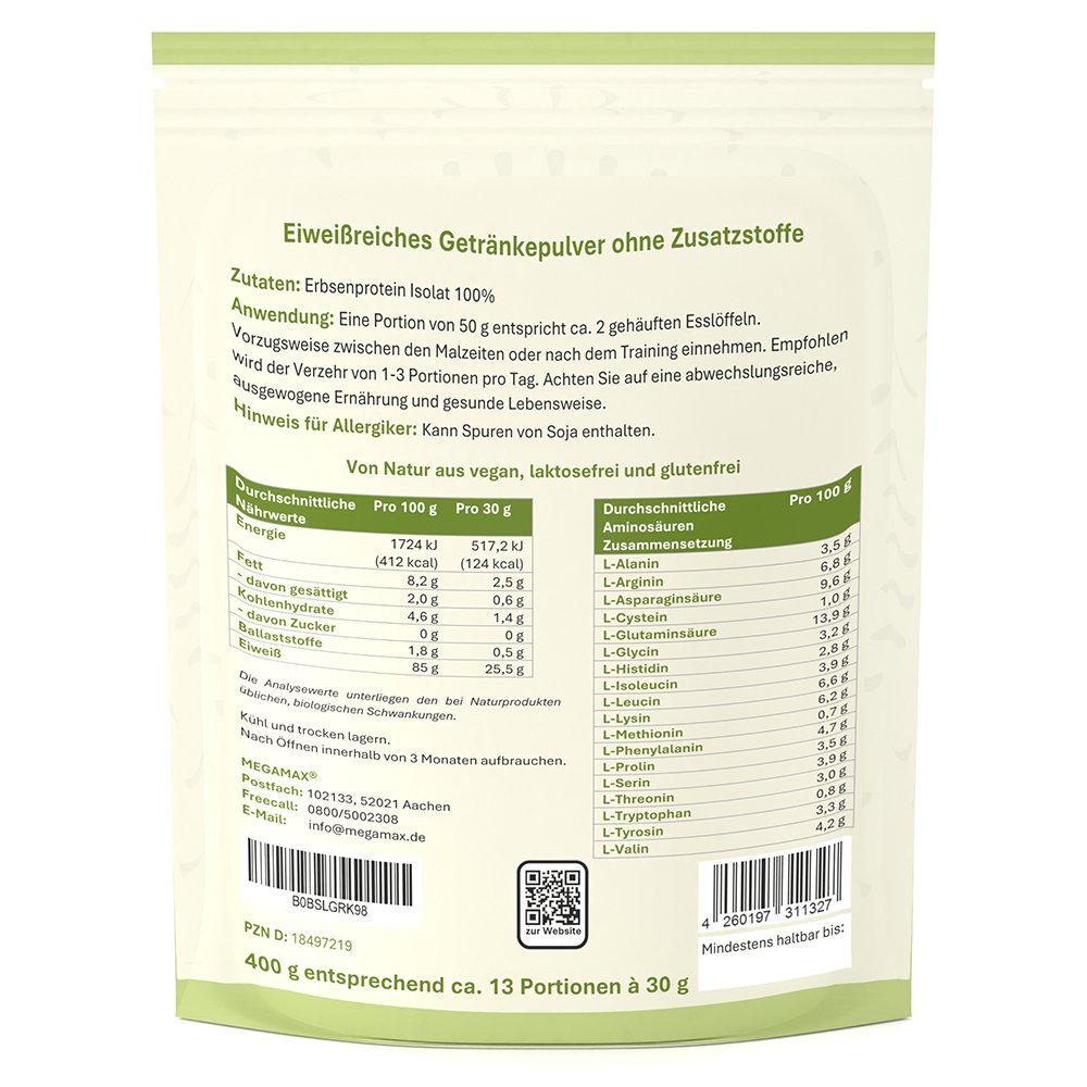 100% NATÜRLICHES Protein vegan Megamax Pulver