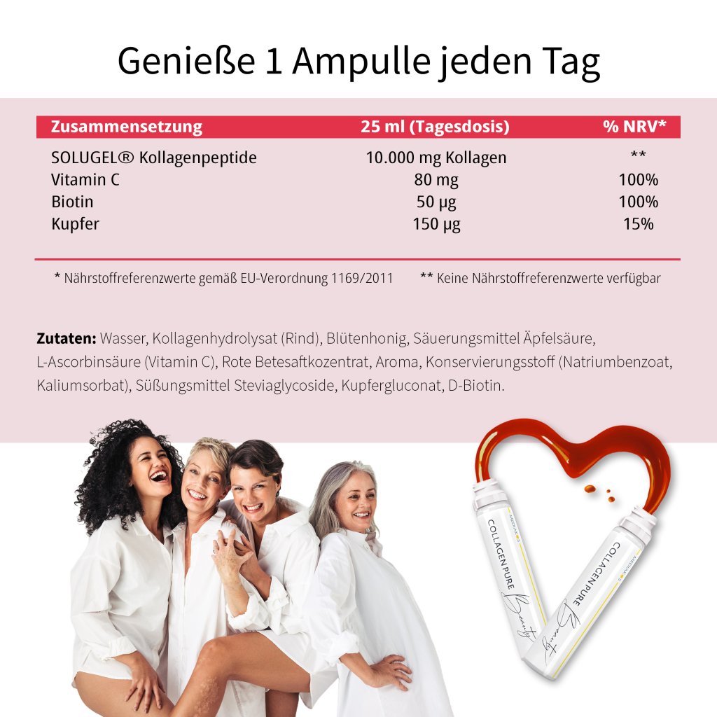 COLLAGEN PURE Beauty 10 g Kollagen Trinkampullen hochdosiert