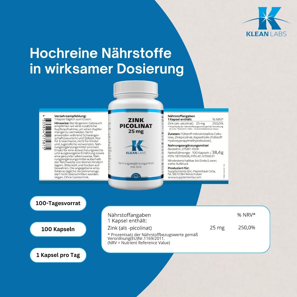 Klean Labs Zink Picolinat 25 mg