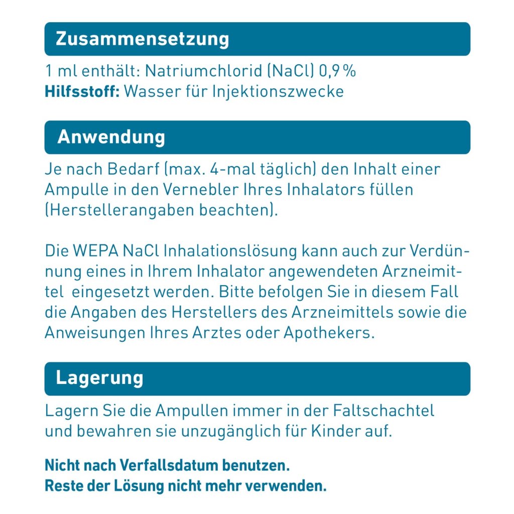 WEPA NaCl Inhalationslösung 0,9% 50 Ampullen à 5 ml