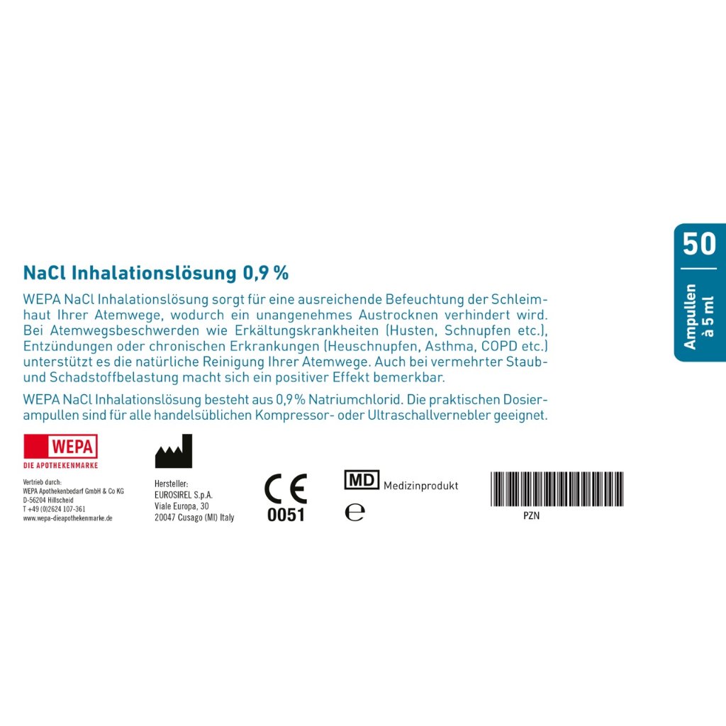 WEPA NaCl Inhalationslösung 0,9% 50 Ampullen à 5 ml