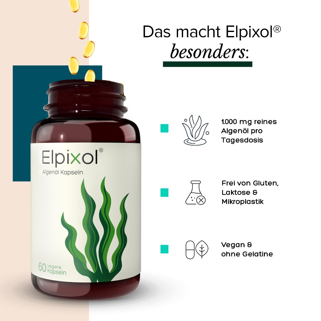 Elpixol® Algenöl 1000mg Kapseln mit EPA+DHA - Omega-3 - vegan