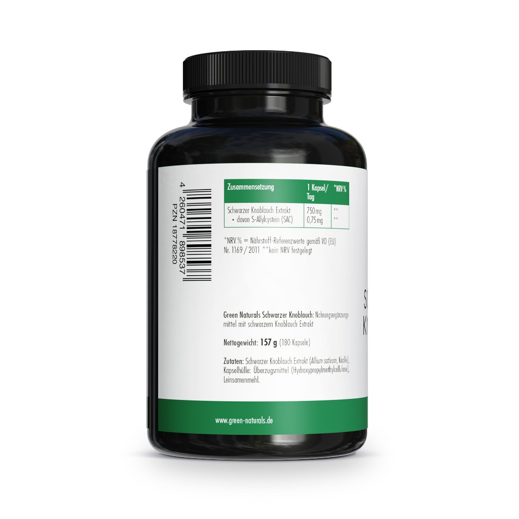 GREEN NATURALS schwarzer Knoblauch 750mg vegan Kps