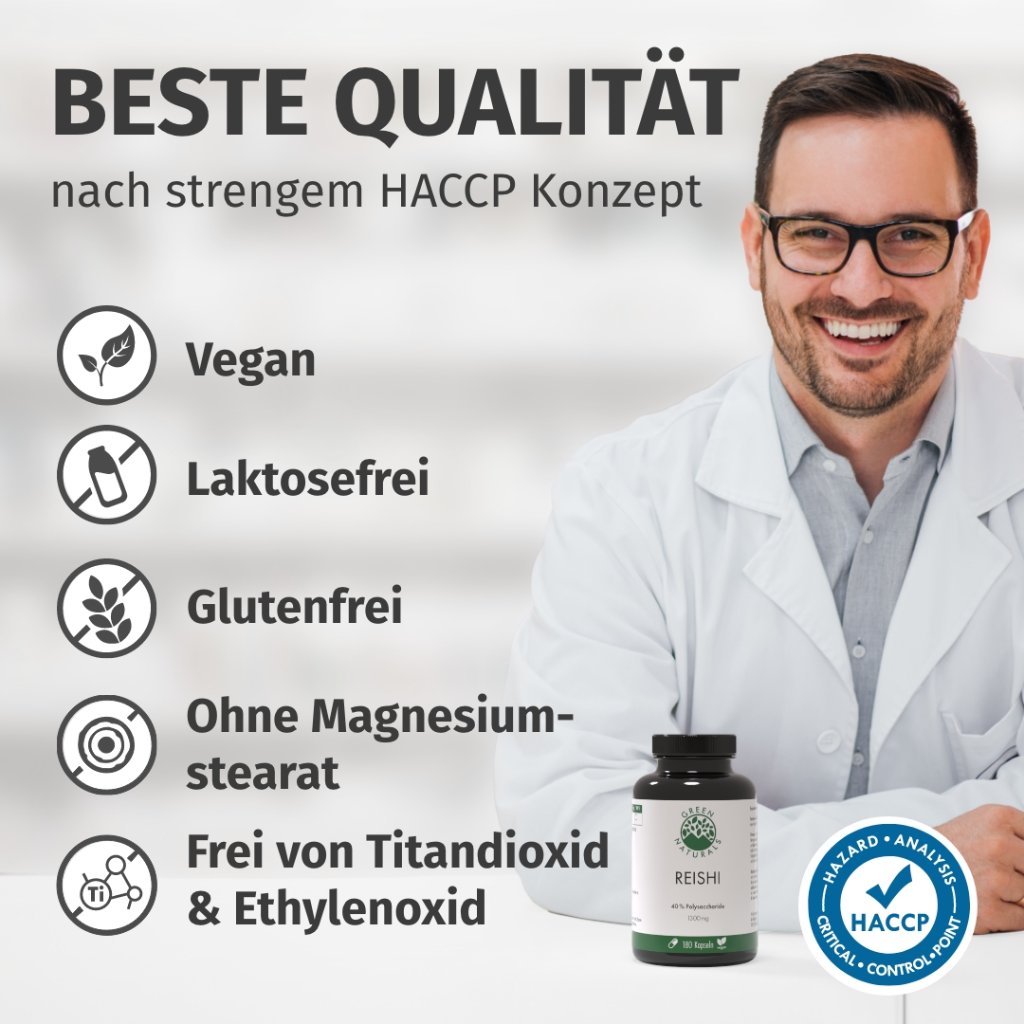 GREEN NATURALS Reishi 650 mg hochdosiert vegan