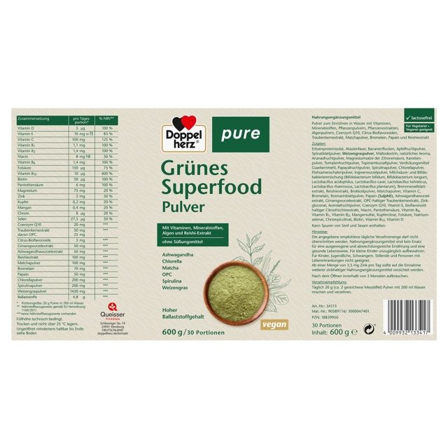 Doppelherz Grünes Superfood Pulver