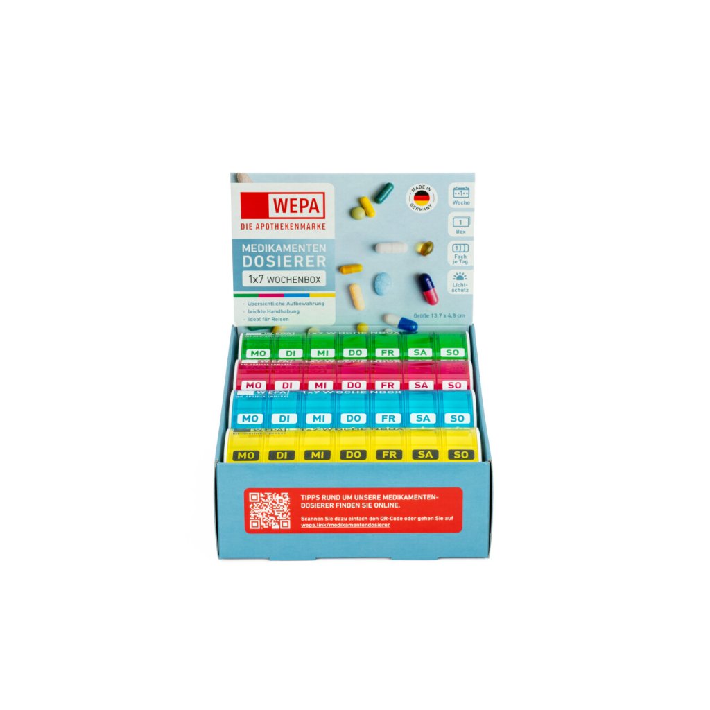 WEPA 1x7 Wochenbox "farbig sortiert/UV-Schutz+"