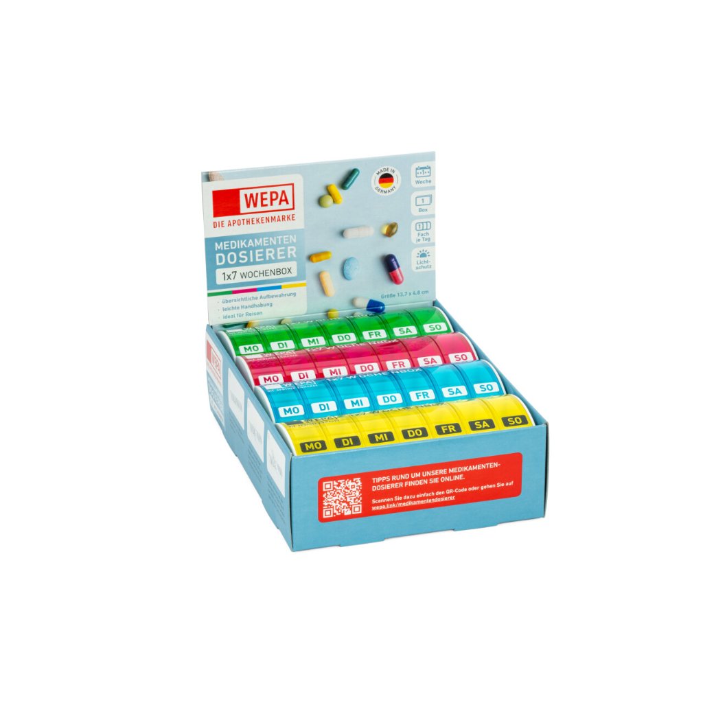 WEPA 1x7 Wochenbox "farbig sortiert/UV-Schutz+"