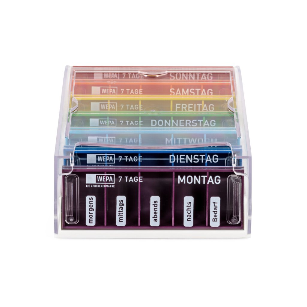 WEPA Medikamentendosierer 7 Tage Wochenmagazin "Regenbogen/UV-Schutz+"