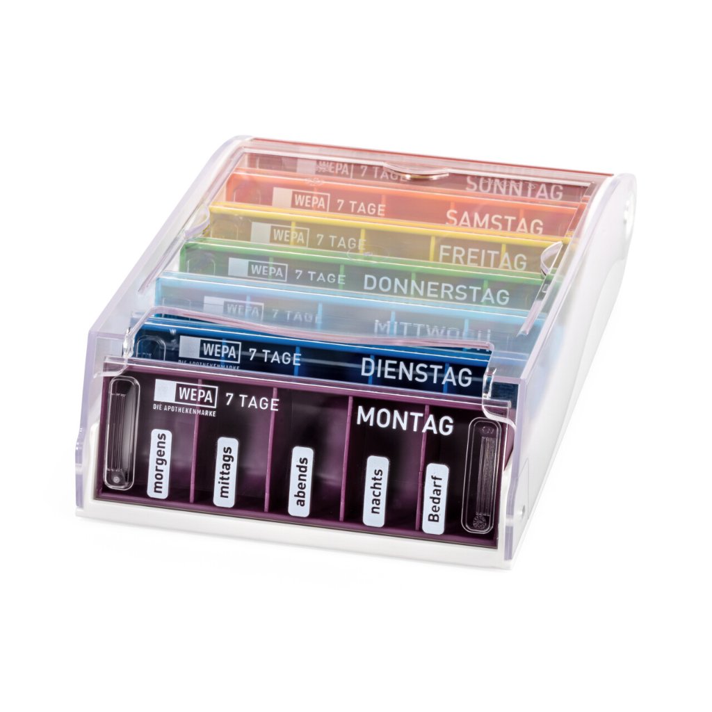 WEPA Medikamentendosierer 7 Tage Wochenmagazin "Regenbogen/UV-Schutz+"