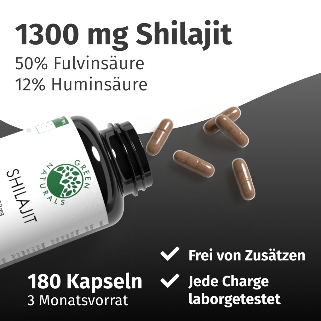 GREEN NATURALS Shilajit 1300 mg hochdos.vegan Kps.