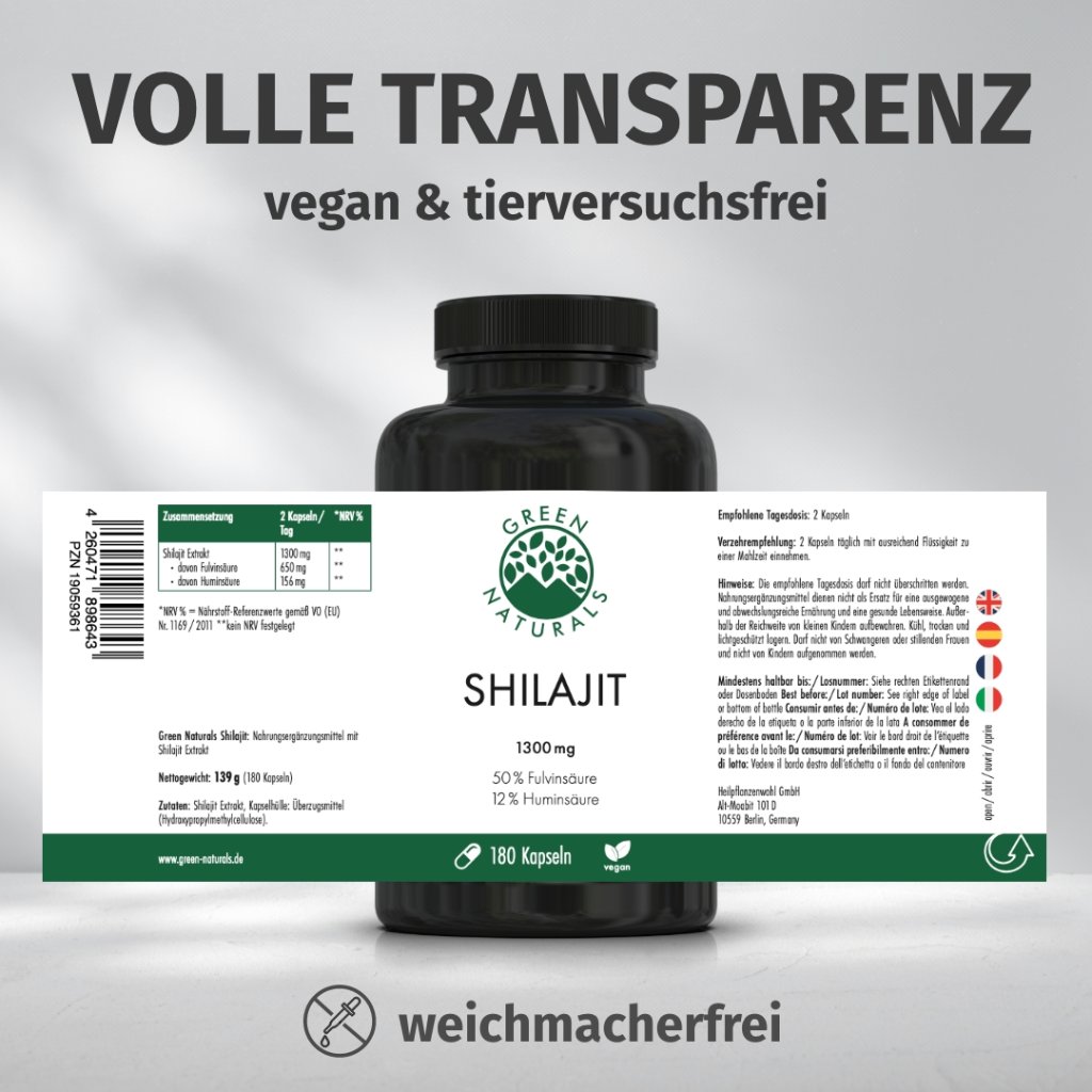 GREEN NATURALS Shilajit 1300 mg hochdos.vegan Kps.