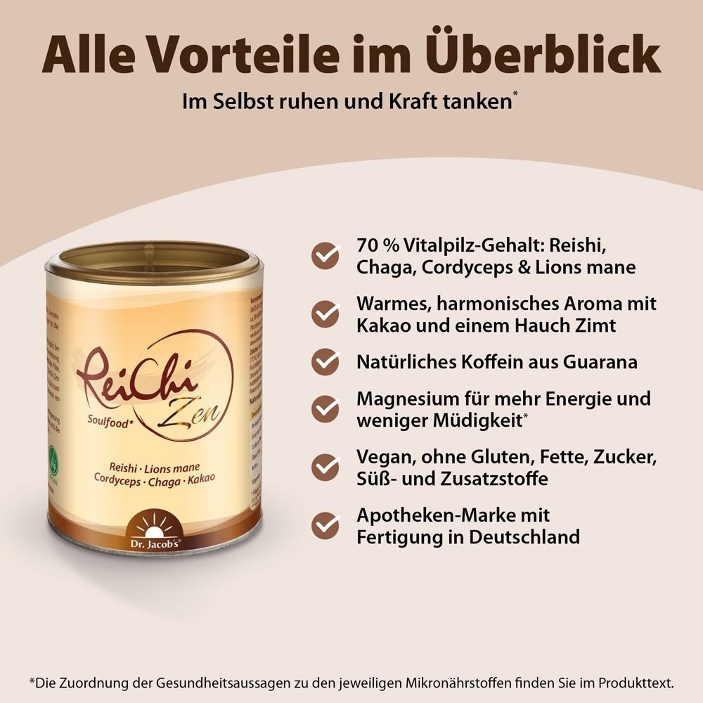 ReiChi Zen Pilz-Kaffee mit Reishi Guarana Chaga Cordyceps
