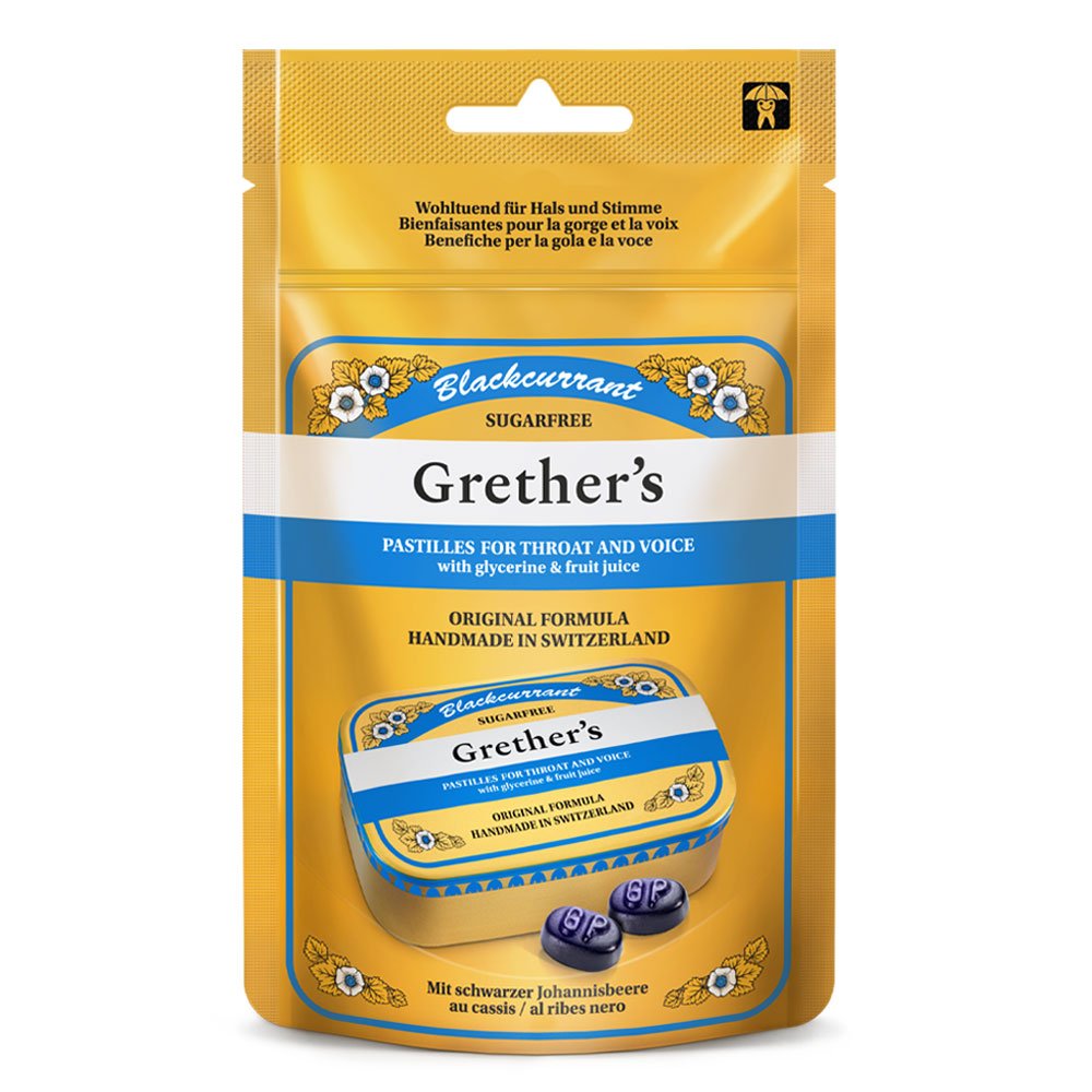 Grether’s Pastillen Blackcurrant 110 g Refill Beutel zuckerfrei