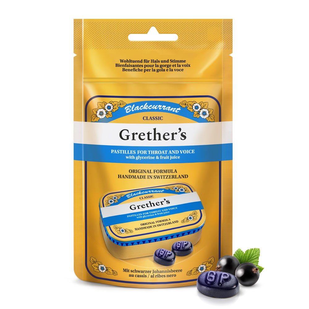 Grether’s Pastillen Blackcurrant 110 g Refill Beutel zuckerhaltig