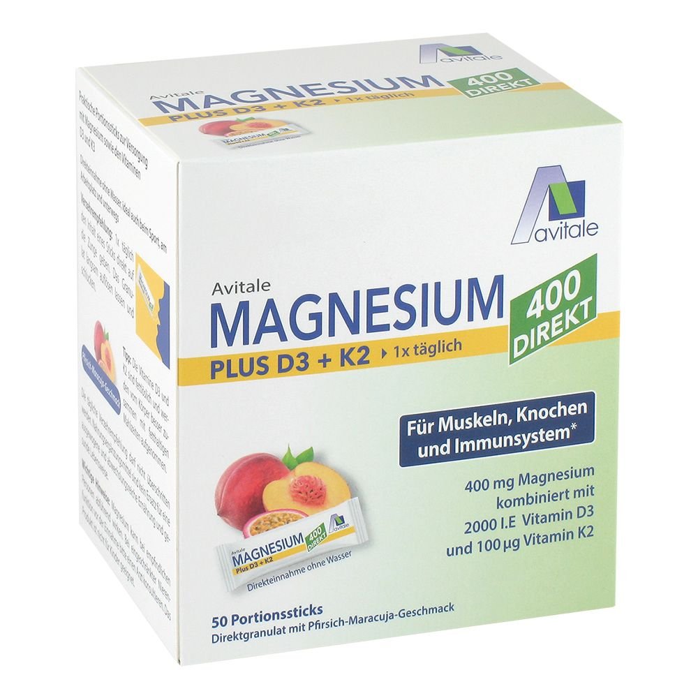 MAGNESIUM 400+D3+K2 direkt Pfir.Maracu.Gra.Sticks