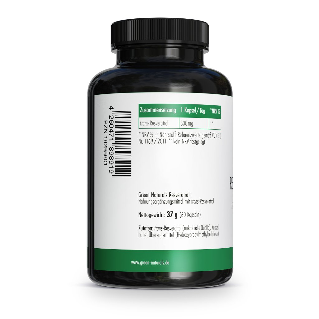 GREEN NATURALS Trans-Resveratrol 500 mg vegan