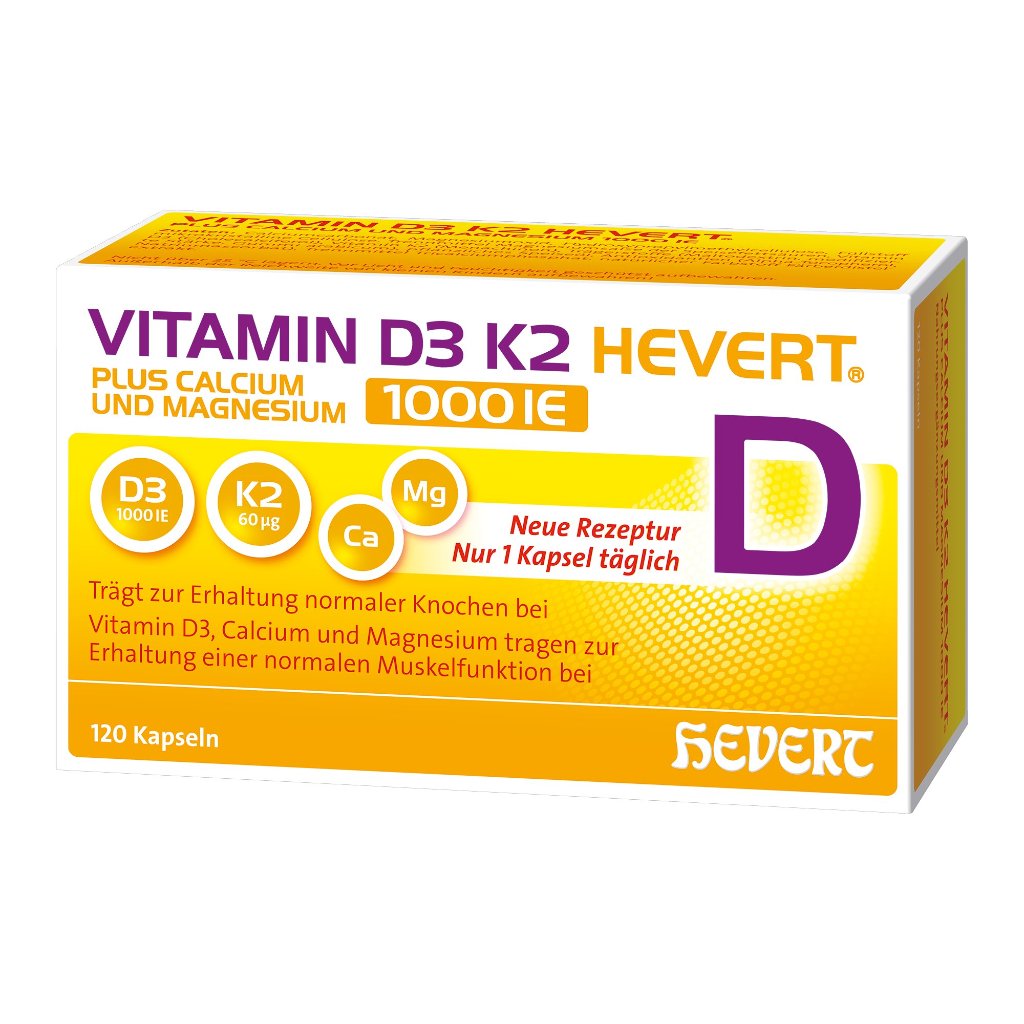 Vitamin D3 K2 Hevert plus Calcium und Magnesium 1000 IE