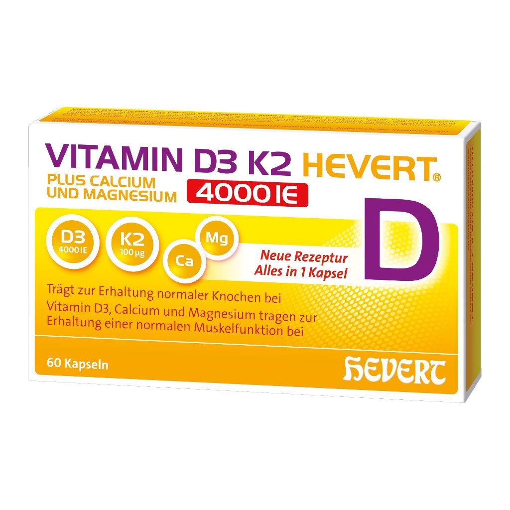 Vitamin D3 K2 Hevert plus Calcium und Magnesium 4000 IE