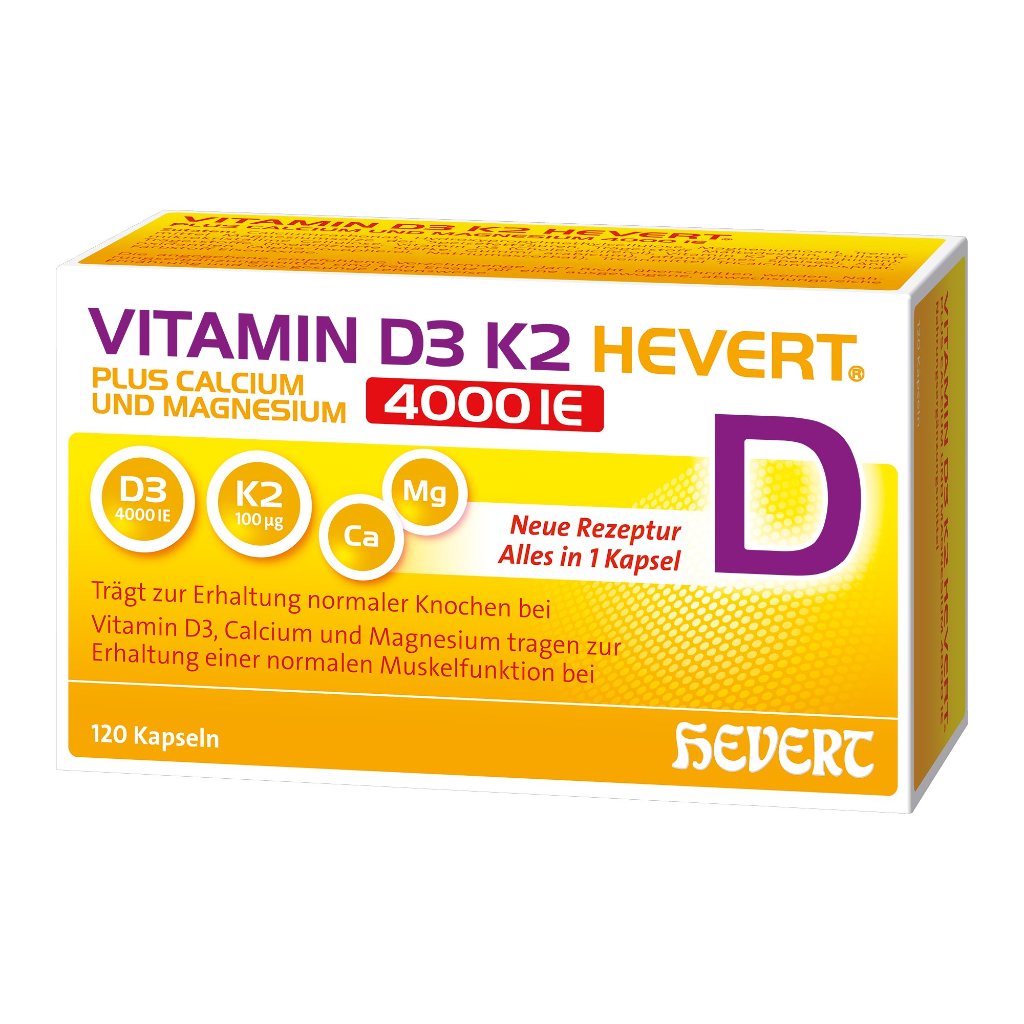 Vitamin D3 K2 Hevert plus Calcium und Magnesium 4000 IE