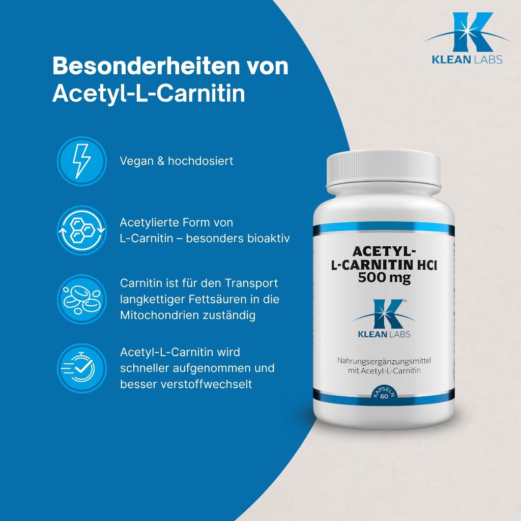 Klean Labs Acetyl-L-Carnitin HCl 500 mg