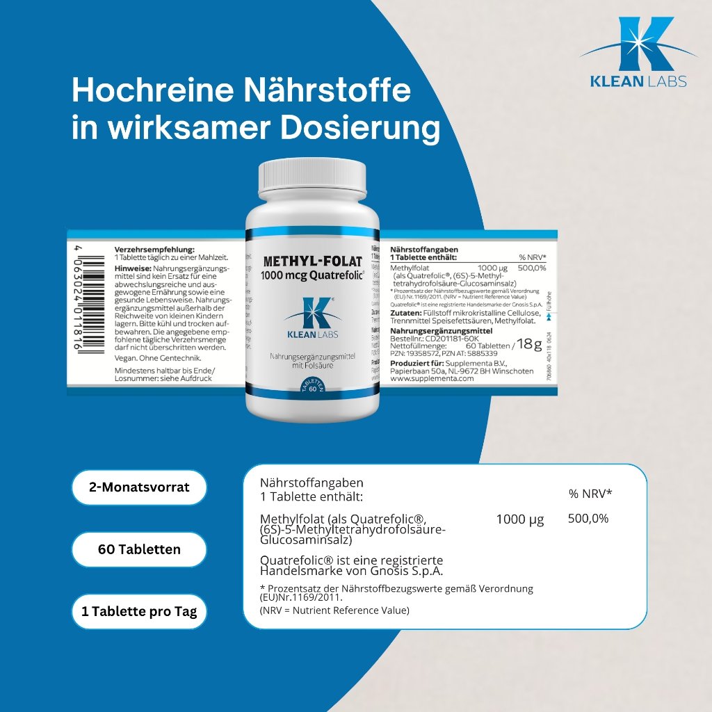 Klean Labs Methyl Folat 1000 mcg