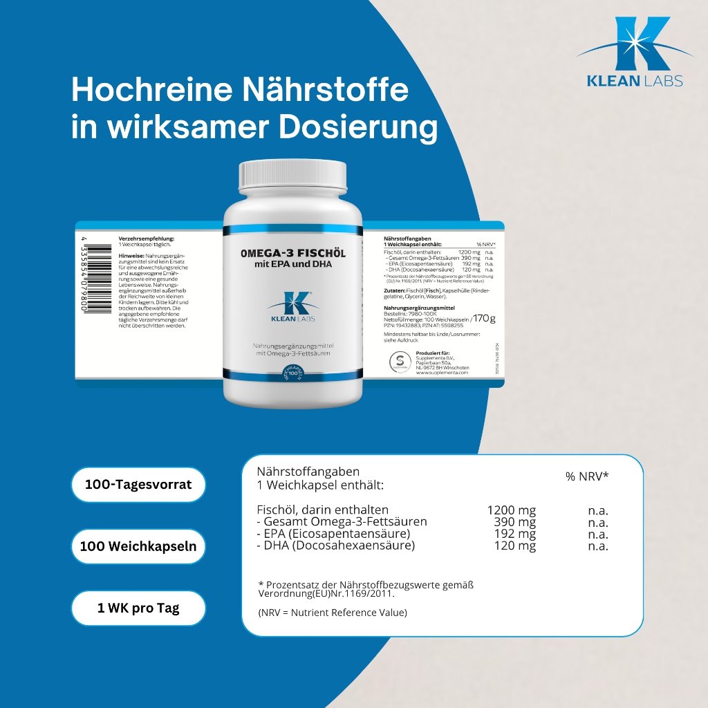 Klean Labs Omega-3 Fischöl 1200 mg mit EPA und DHA
