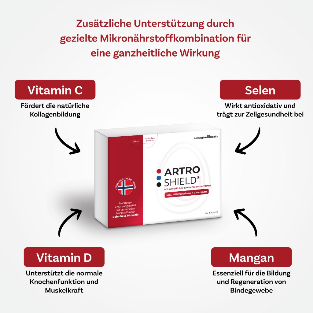 ARTROSHIELD mit Eierschalenmembran für Gelenke u. Muskeln