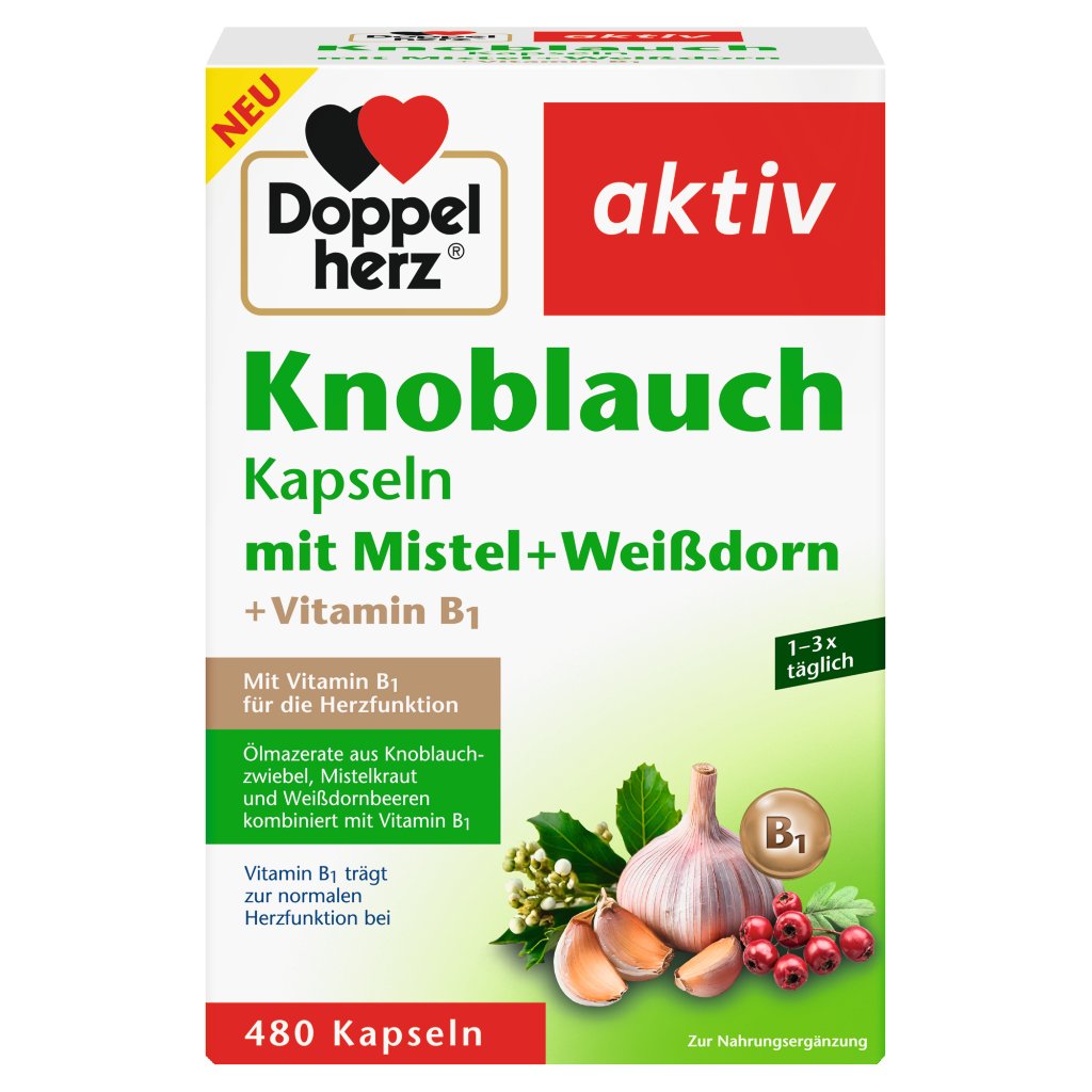 Knoblauch Kapseln mit Mistel + Weißdorn + Vitamin B1
