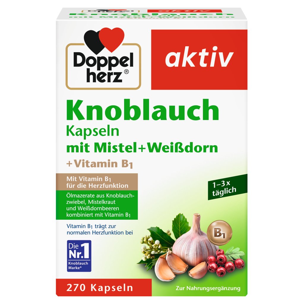 Knoblauch Kapseln mit Mistel + Weißdorn + Vitamin B1
