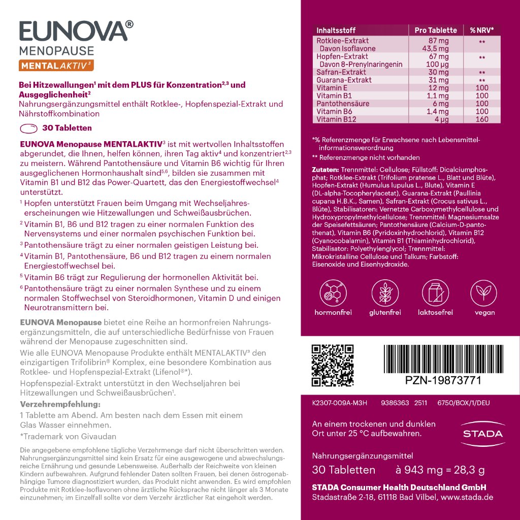 EUNOVA Menopause Mental Aktiv Tabletten