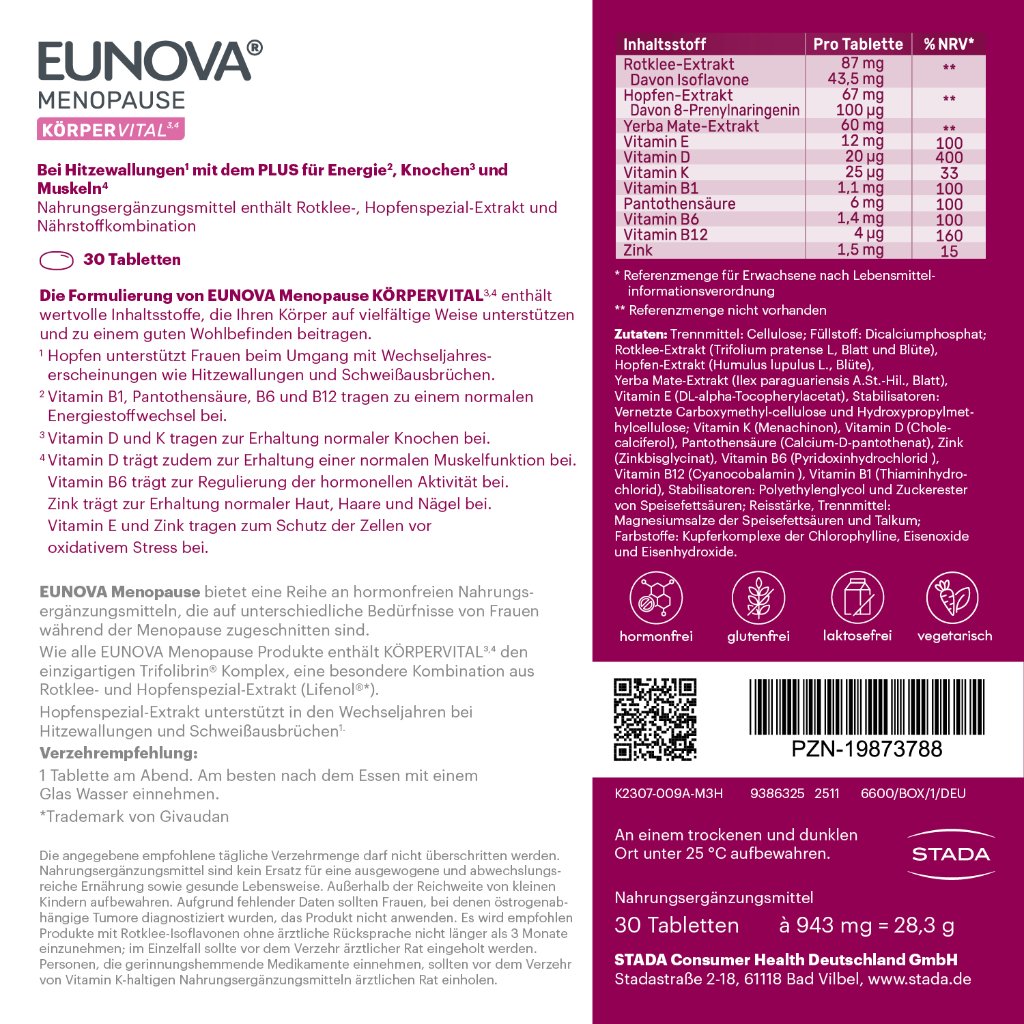 EUNOVA Menopause Körper Vital Tabletten