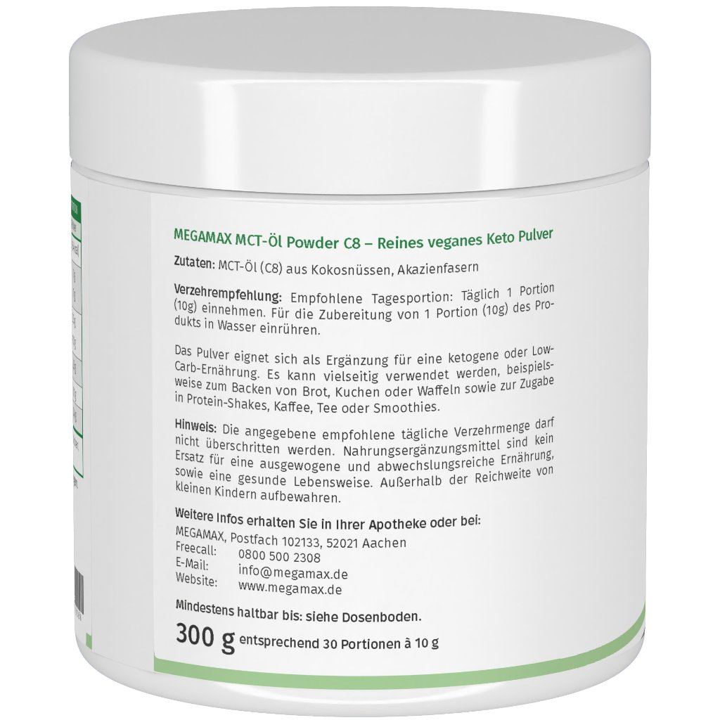 MCT-Öl Powder C8 reines veganes Keto-Pulver