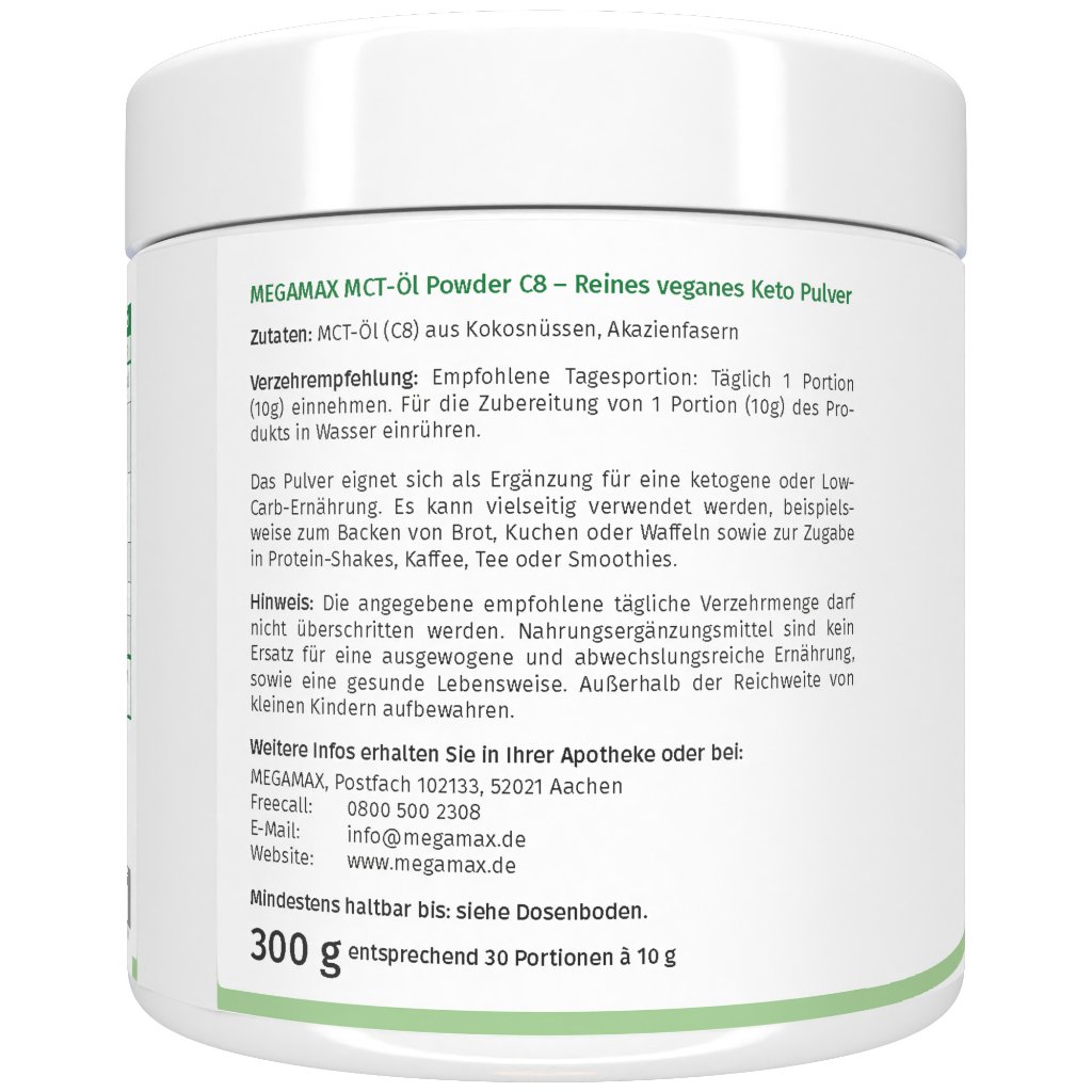 MCT-Öl Powder C8 reines veganes Keto-Pulver