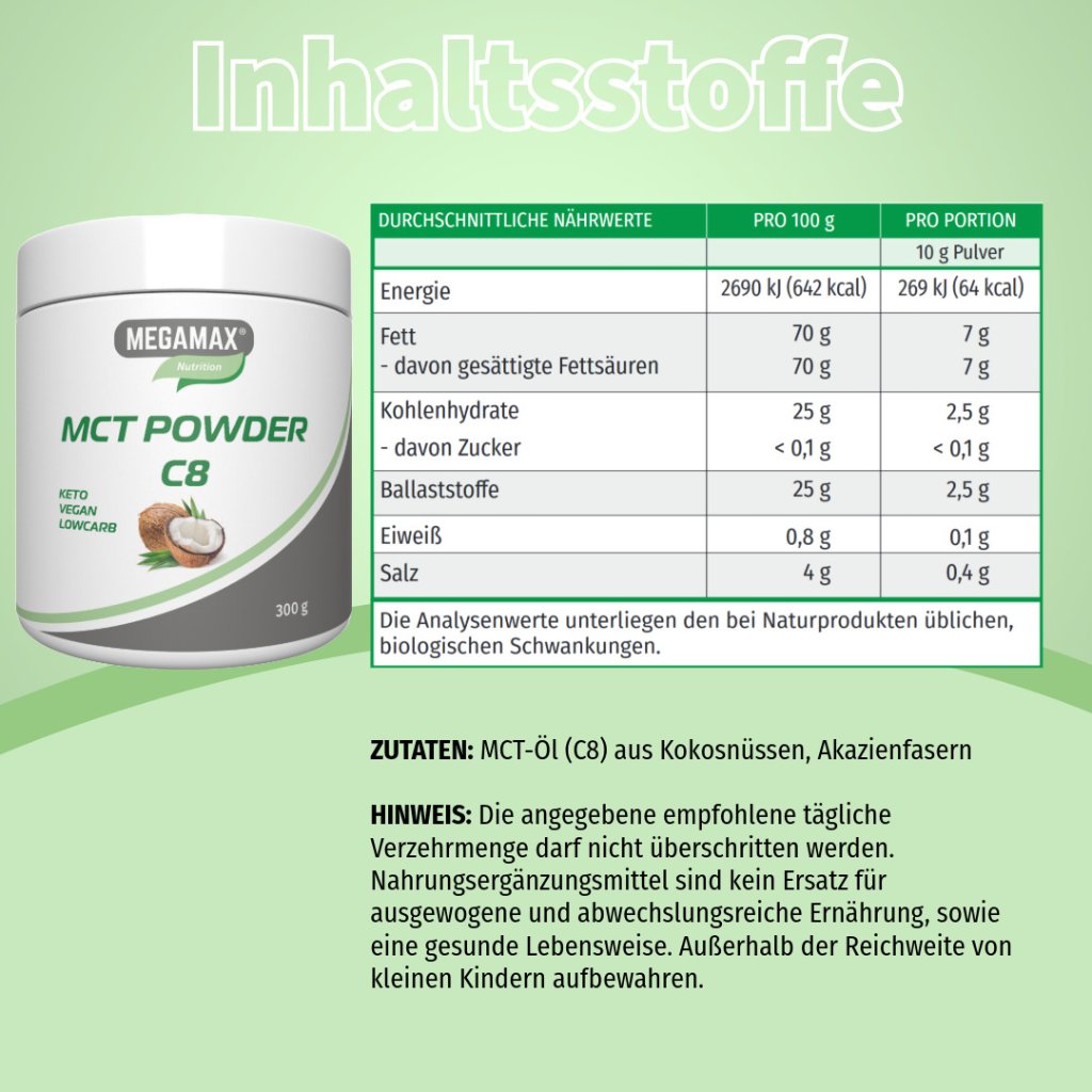 MCT-Öl Powder C8 reines veganes Keto-Pulver