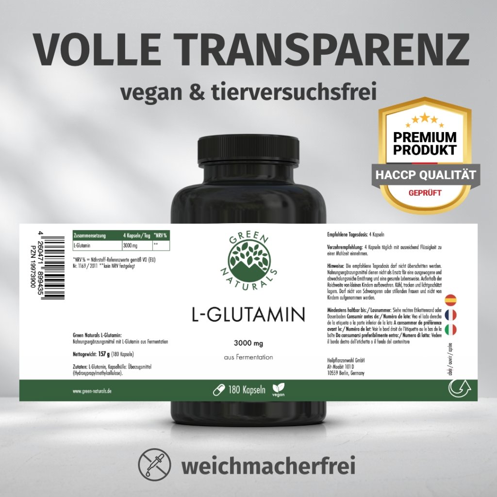 GREEN NATURALS L-Glutamin 3000 mg vegan Kapseln