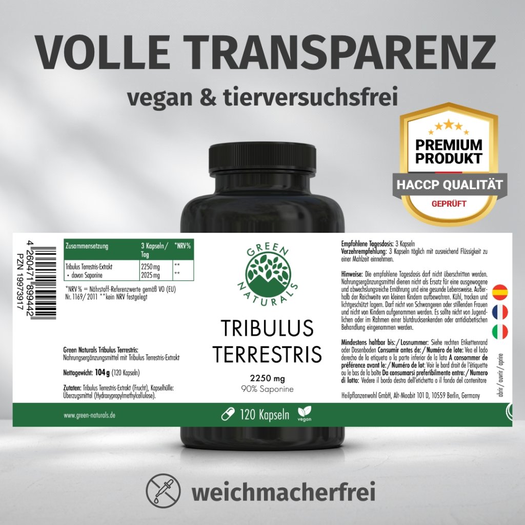 GREEN NATURALS Tribulus Terrestris 2.250 mg vegan