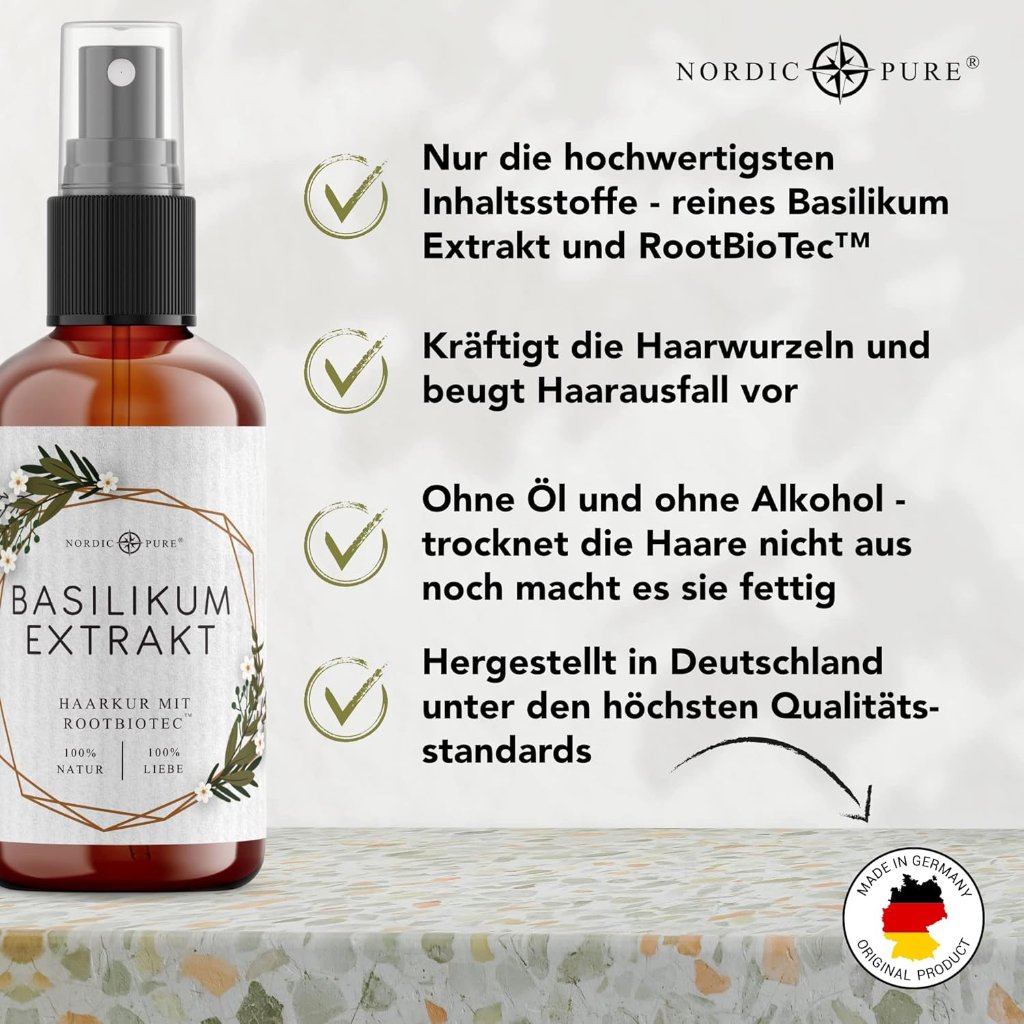Nordic Pure Basilikum-Extrakt Haarkur mit RootBioTec™