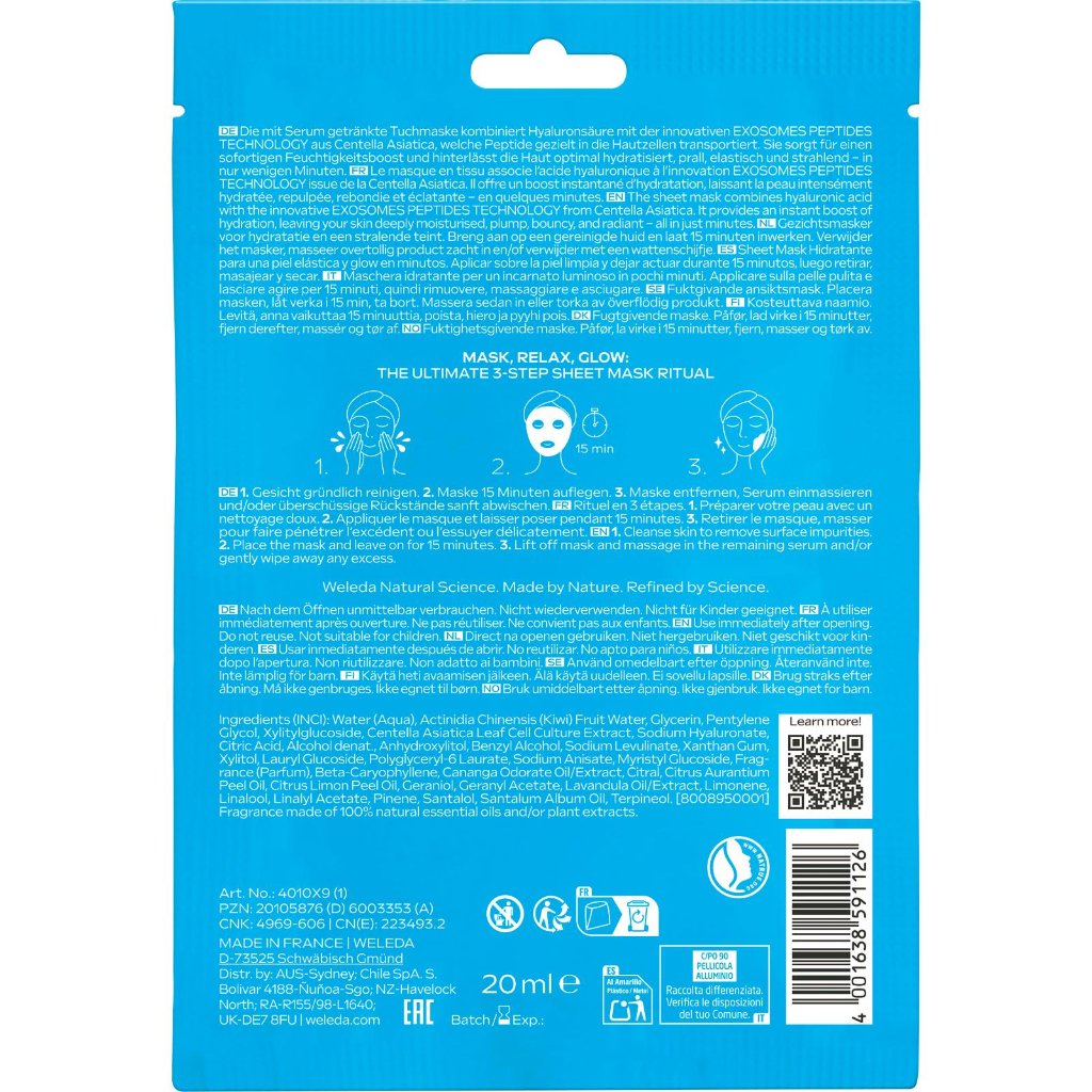 WELEDA Exo Boost Hydrobounce Tuchmaske Feuchtigk.