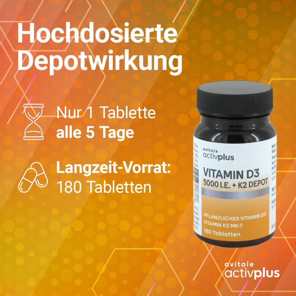 ACTIVPLUS Vitamin D3 5000 I.E.+K2 Depot Tabletten