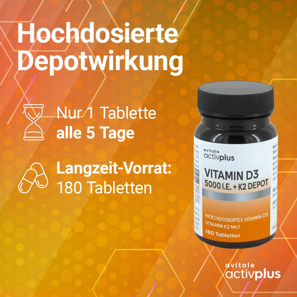 ACTIVPLUS Vitamin D3 5000 I.E.+K2 Depot Tabletten