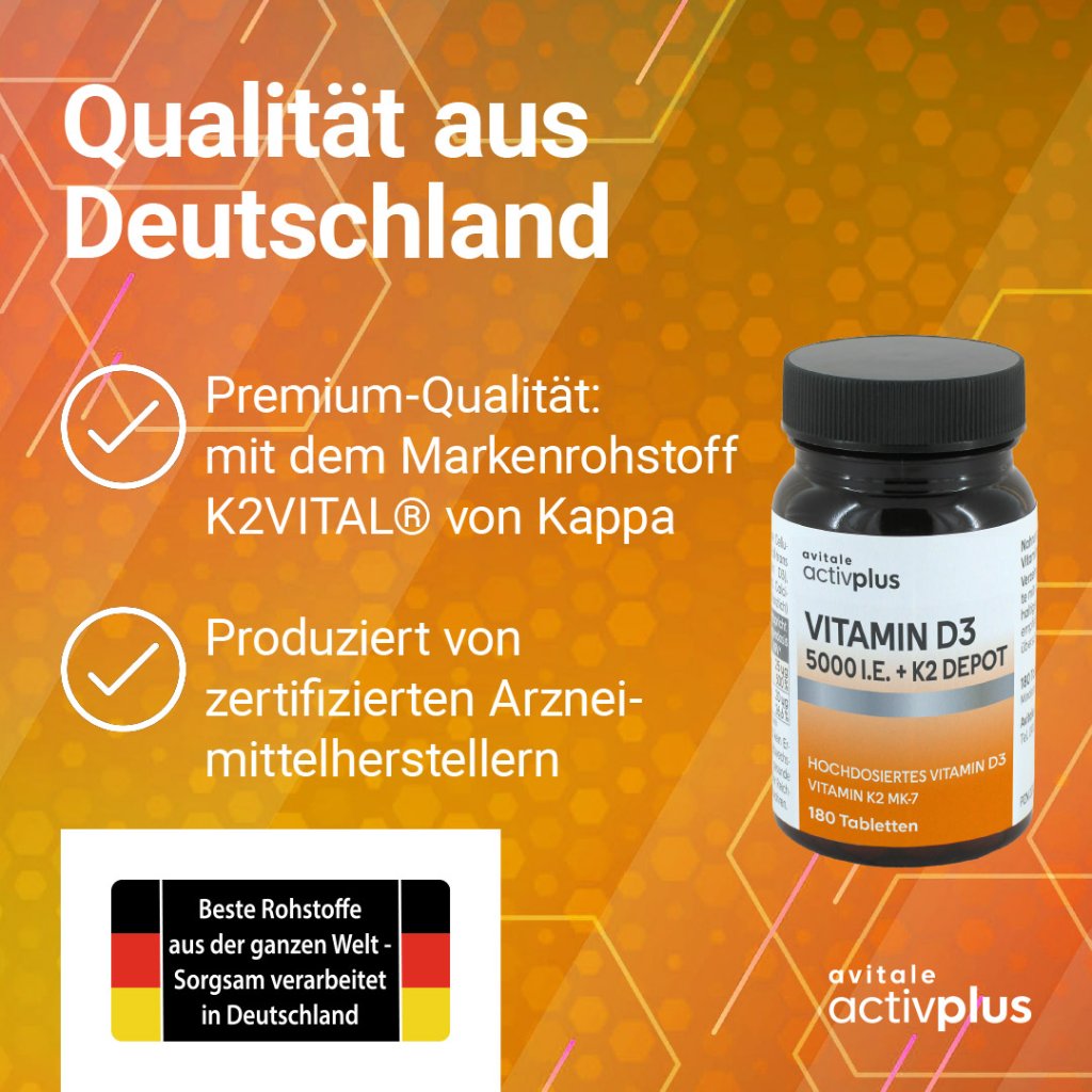ACTIVPLUS Vitamin D3 5000 I.E.+K2 Depot Tabletten