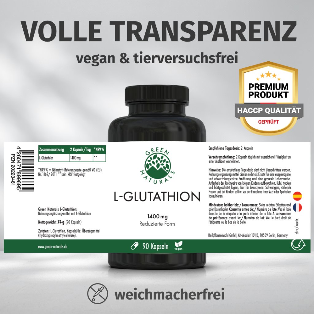 GREEN NATURALS L-Glutathion 1.400 mg vegan